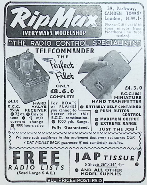 RipMax advert from the October 1954 issue of AeroModeller