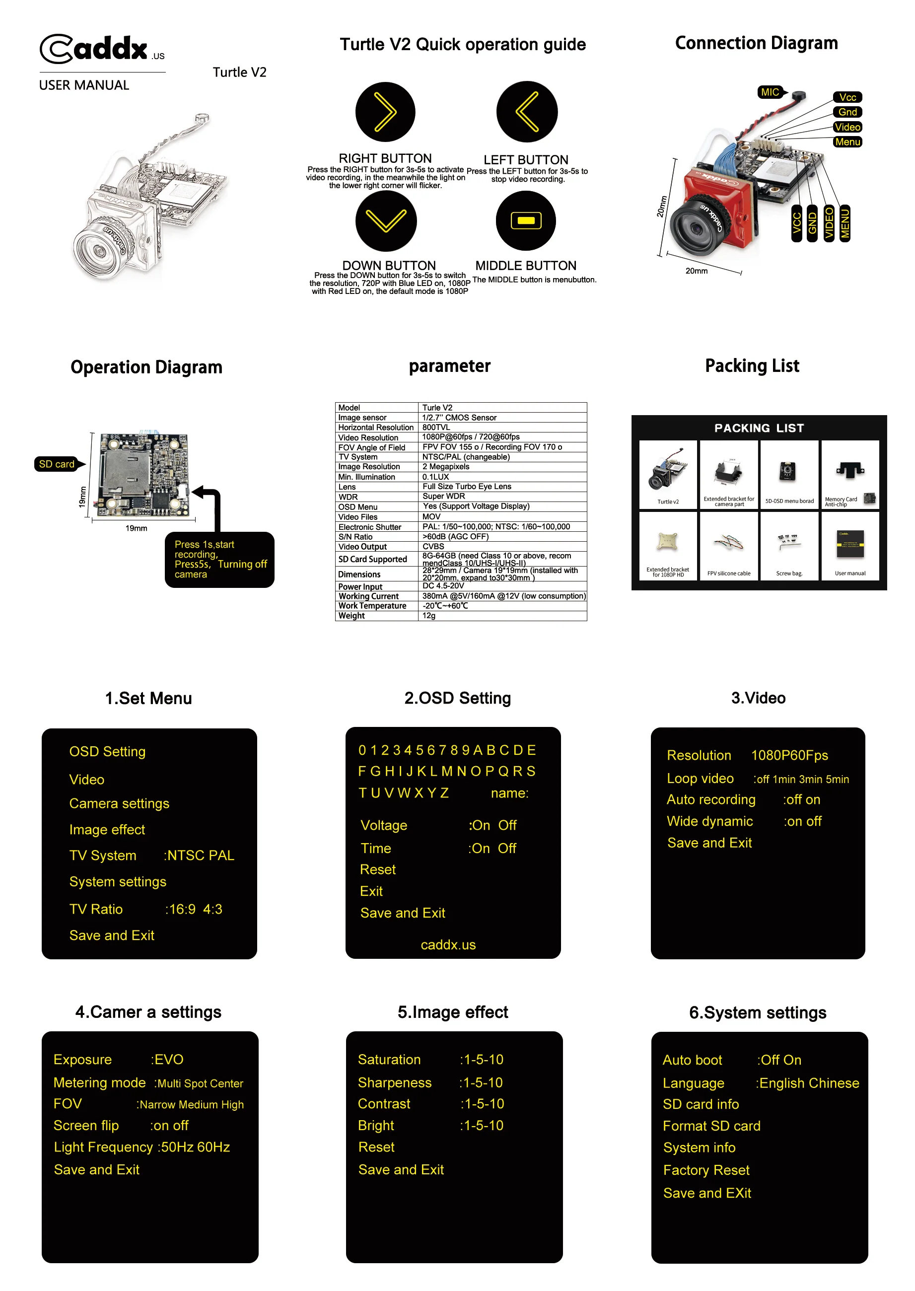 Caddx turtle V2 manual