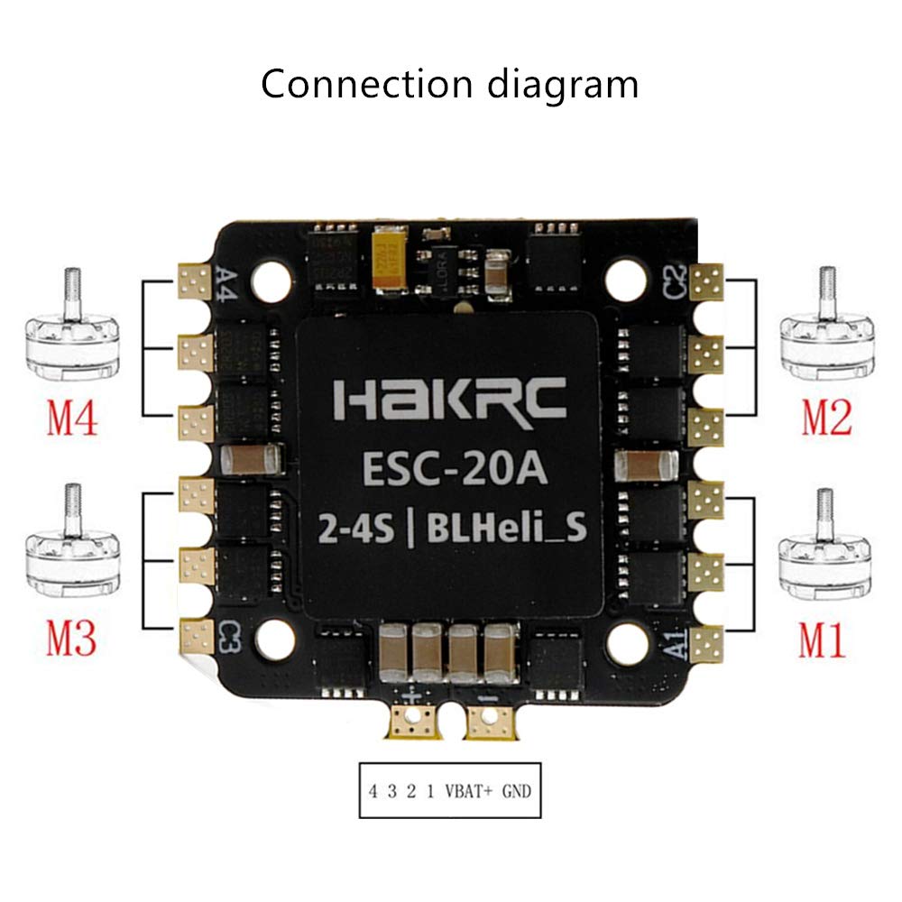 HakRC 20A 4-in-1 ESC connection diagram